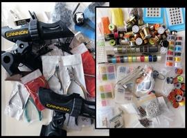 Fishing tools and supplies like thread, round eye dumbells, eyes, beads and much more. Also fishing pole holders, line cutting tools and more.