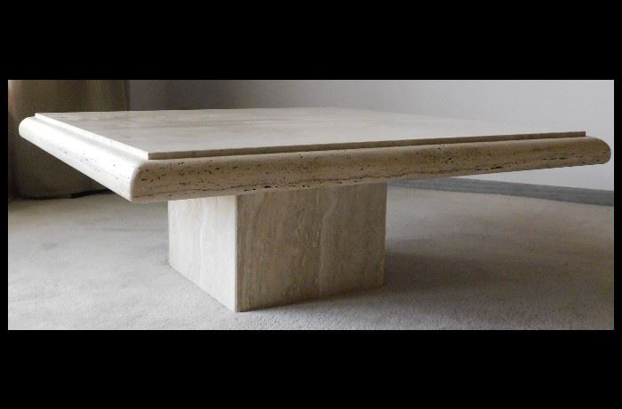 Large Classic Solid Marble Coffee Table. Bring extra folks with you for a loading party when you win this.  42" X  42"  X 16" H.