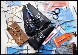 Sampling of the many fly fishing scissors by Strike- Zone and some Rainbow Anodized Stainless Steel by Kashi.