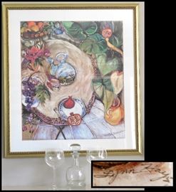 Large Framed Print by Lynn Hays (Born 1950 in Wyoming). Signed lithograph 35 inches by 38 inches.