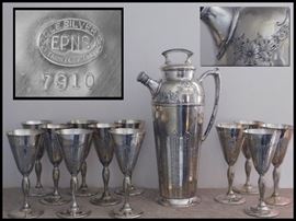 Poole Silver Company EPNS special occasion set with engraved decanter and 12 goblets. Cheers!