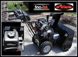 Sno Tek by Ariens 24 inch clearing width snow blower with Snow Pro nylon tubeless tires. Like New!