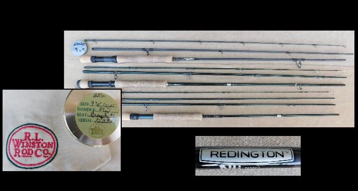 Fly fishing rods including R.L. Winston Rod Co. and Redington.