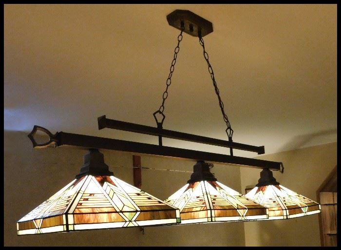 Tiffany style pool table light fixture.