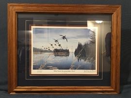 "Black Ducks Surveying Jasper Creek" by Les Kouba  Signed and numbered  2090/2500
