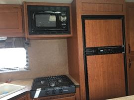 Kitchen; microwave, fridge, stove, oven