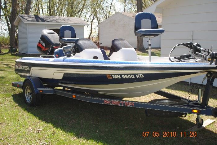 2005  SX190 Skeeter  Boat, motor and trailer               150H Yamaha two stroke motor.  Minn kota trolling motor. Includes Lorenz fish locator and GPS