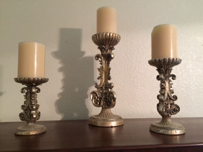 3 ornate candlesticks