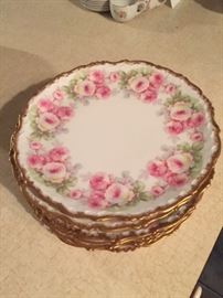 Limoges rose luncheon plates