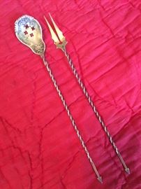 Antique sterling martini spoon and pick