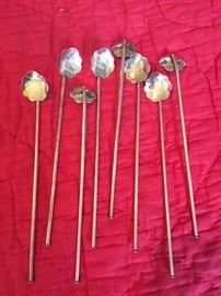 Set of 8 Mexican sterling iced tea spoon/straws