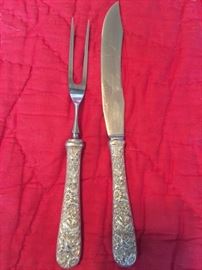 sterling handled carving knife and fork