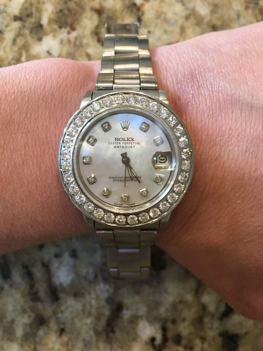 Women's Mid Size Rolex, Oyster Perpetual Datejust with 2.5 TCW Diamonds