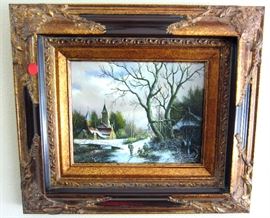 Small winter landscape oil painting  (original cost $220).