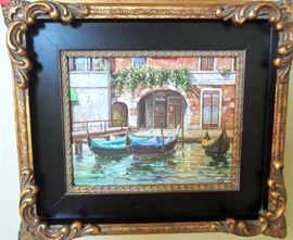 Italian canal with three gondolas (original price $180)