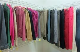 Some of lady's leather and denim jackets and matching jeans