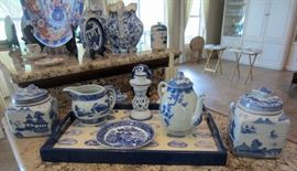 Some of the blue and white decorative ceramics