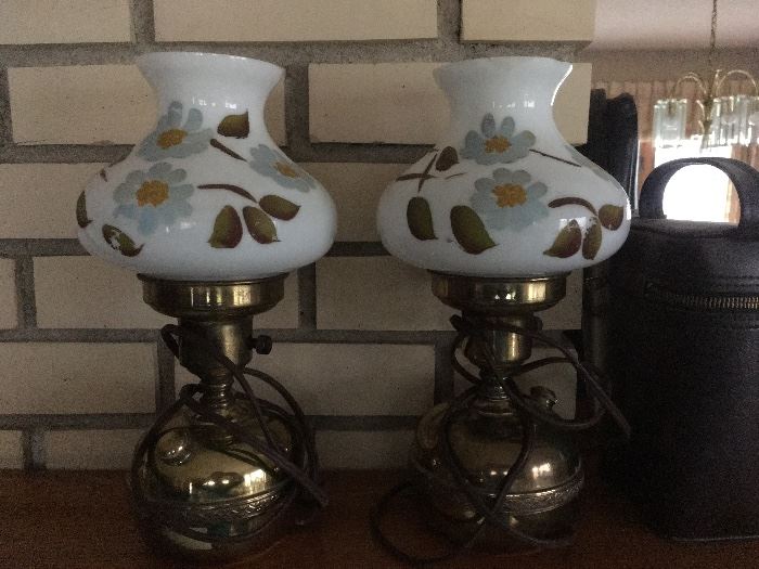 Vintage oil lamps converted to electric back in the 50's