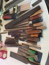 Wood files, wood chisels wood punches