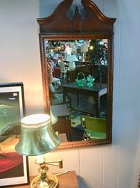Small Antique Mirror, Brass Desk Lamp