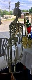 A life-size skeleton on rollers