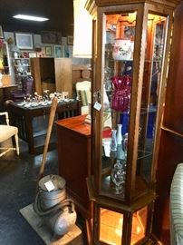 Small Curio Cabinet with lights in top & bottom
