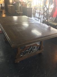 Antique Dining Room Table with black metal on bottom
