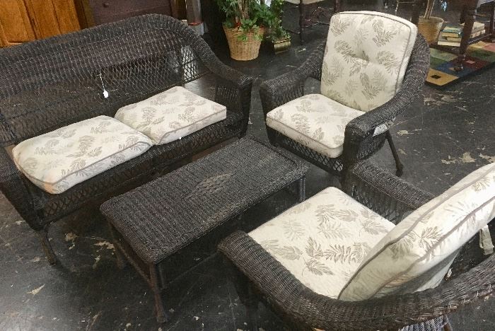 4-Piece "Wicker" Black Furniture with Cushions