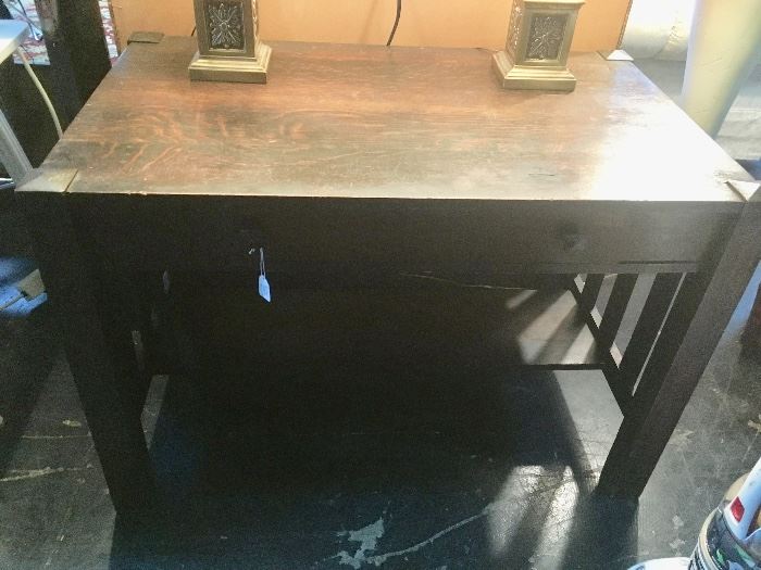 Closer view of the antique table