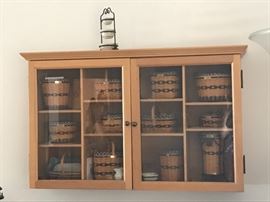 Longaberger JW Collection Miniature Baskets and Display Cabinet with Extras