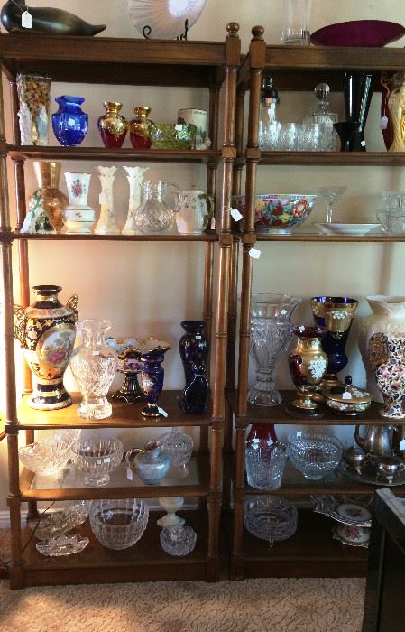 Matching display stands full of Crystal, Venetian Glass, more