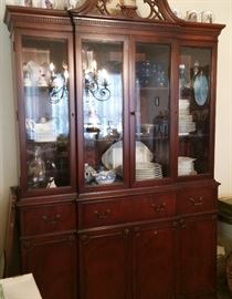 Mahogany buffet with display top and drop front desk