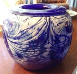 signed Mark Chapman art glass vase