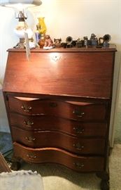 Drop front serpentine secretary 