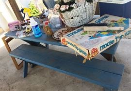 Wood Picnic Table with benches shabby chic