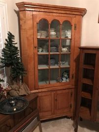 One of the Nicest Tiger Maple Antique 12 Pane Corner Cabinets You Will Find