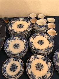 Big Set of Burgess & Campbell Flow Blue Circa 1880