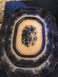 2 Rare Indian Jar Flow Blue Platters