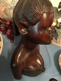 Signed Mbai African Rosewood Carving