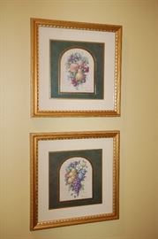 Small decorative fruit prints, set of 2 
