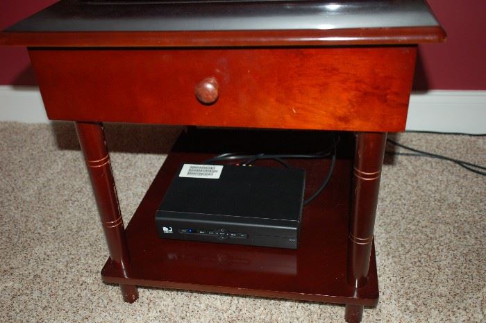 Straight leg occasional end table with drawer
