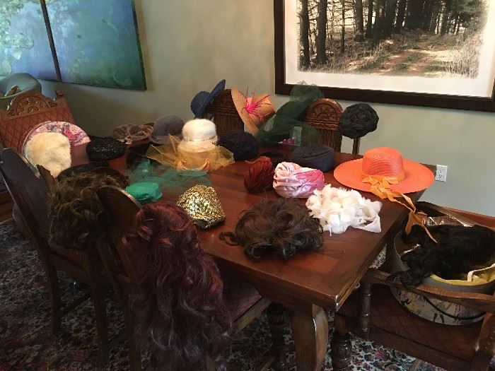 Vintage hats and hairpieces.