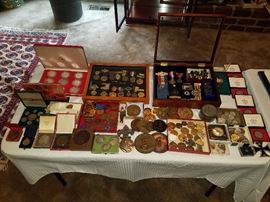 Coins, Metals, Badges, Bronze Medallions, etc
