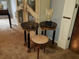 Pair Regency Style Marble Top Tables