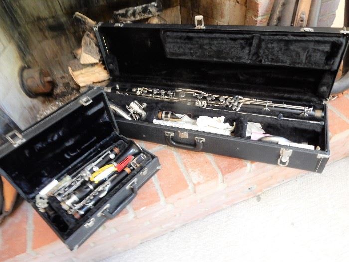 MUSICAL INSTRUMENTS SELLER AND ARTLEY CLARINET AND BASE CLARINET.