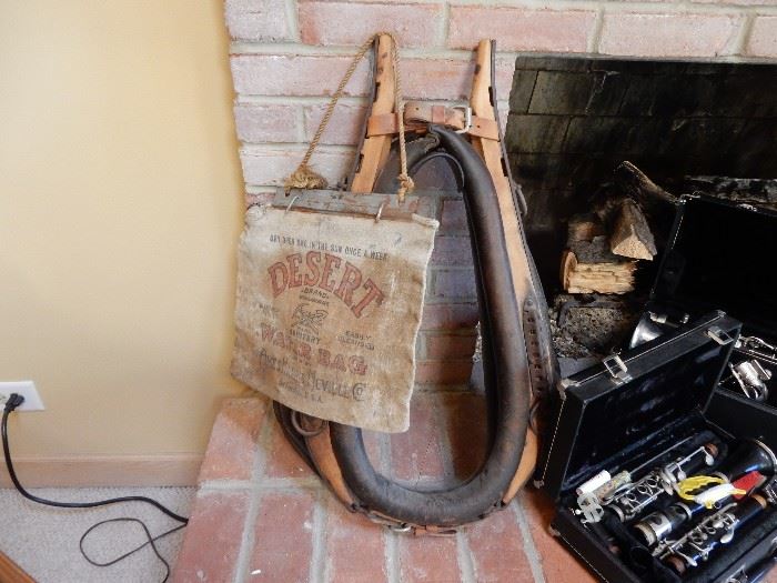 Leather Horse Collars, Burlap Bags Musical Instruments.