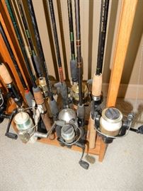 Fishing rods, reels and holder