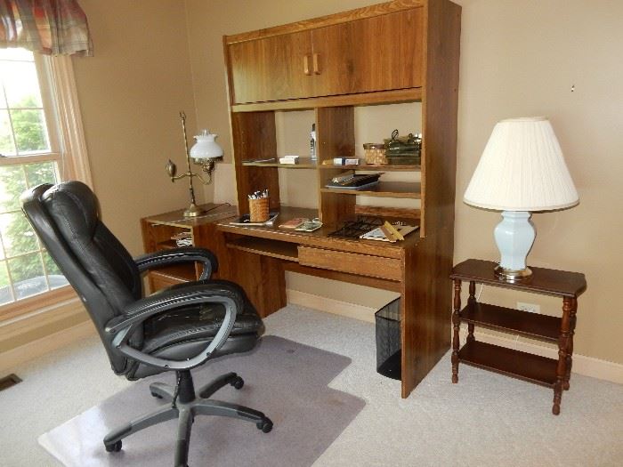 office items, desk, chair, and accessories