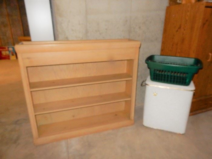 HAYWOOD WAKEFIELD, SHELVING WITH BUILT IN PLANTER BOX ON THE TOP