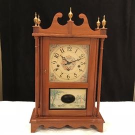 Custom made cabinet mantle clock - working has key
